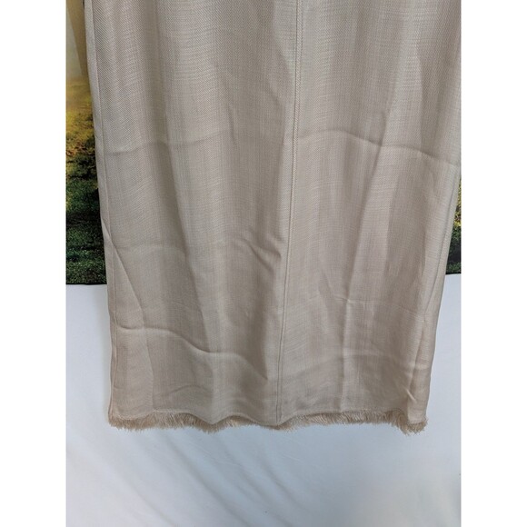 J. Crew Fringe Trim Dress Glossy Twill Cream Gold Womens 2 Midi Sheath Flare - Picture 3 of 16